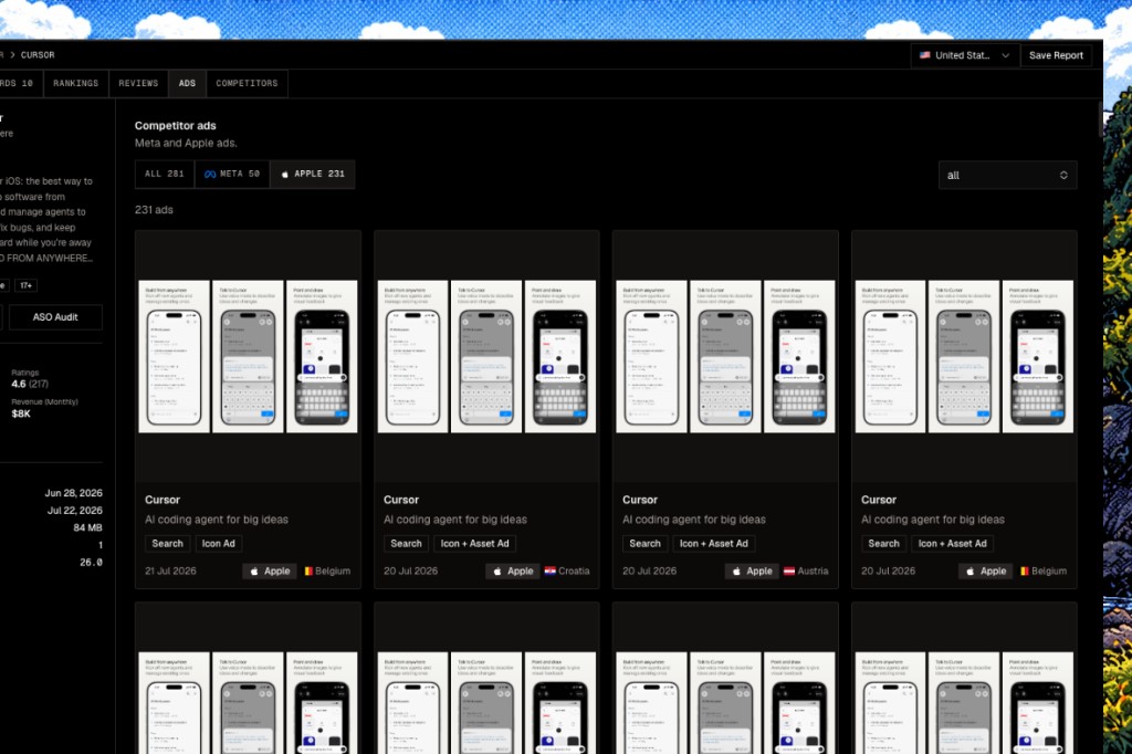 Apple ad creatives in App Explorer