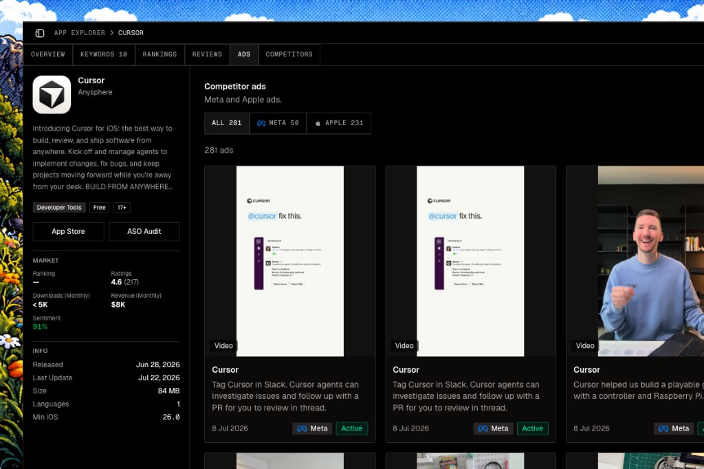 Meta ad creatives in App Explorer